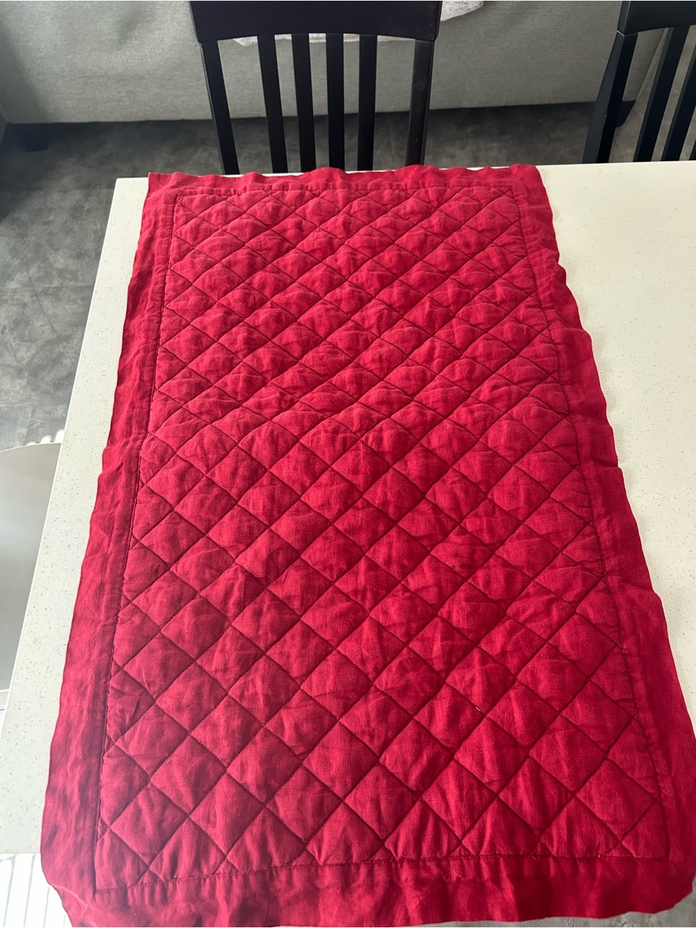 Pottery Barn Belgian Flax Linen Diamond Pillow Sham King Size 1 NWOT Red